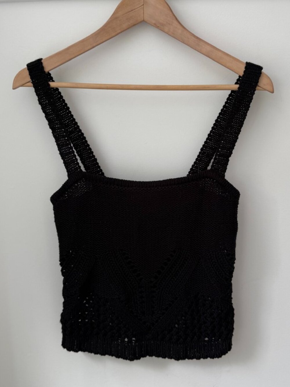 SALTWATER LUXE Boho Black Crochet Knit Crop Tank Top